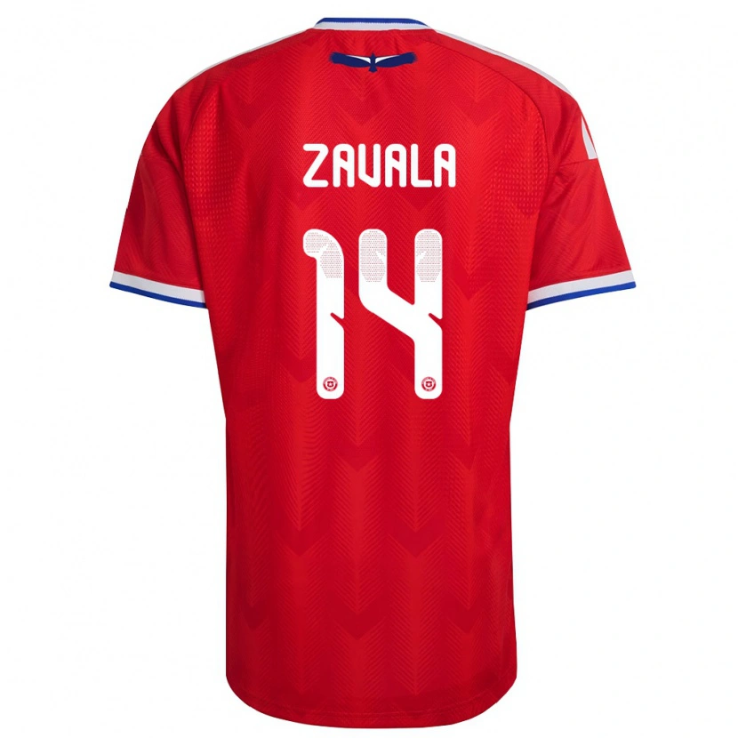 Danxen Hombre Camiseta Chile Cristián Zavala #14 Rojo Blanco Azul 1ª Equipación 26-28 La Camisa