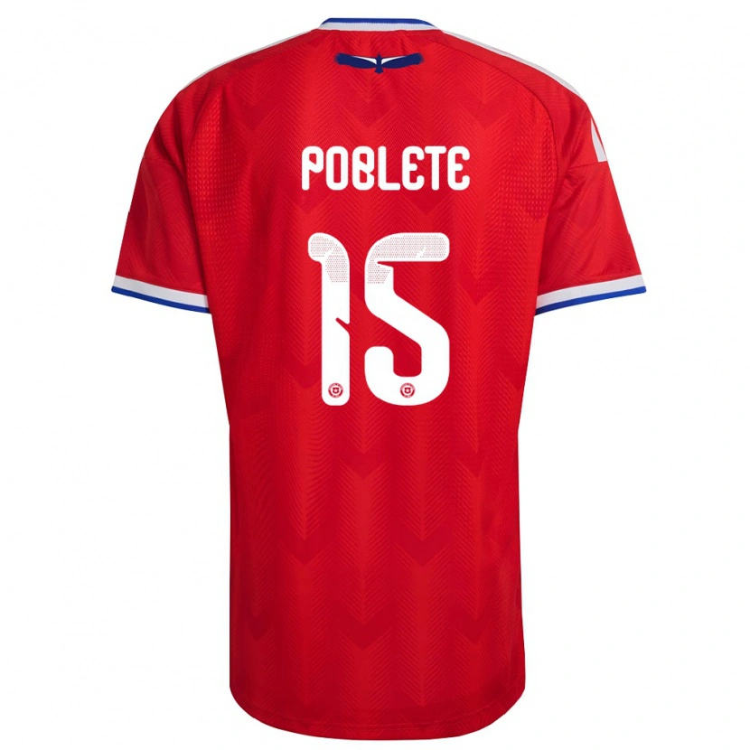 Danxen Hombre Camiseta Chile Jaime Poblete #15 Rojo Blanco Azul 1ª Equipación 26-28 La Camisa