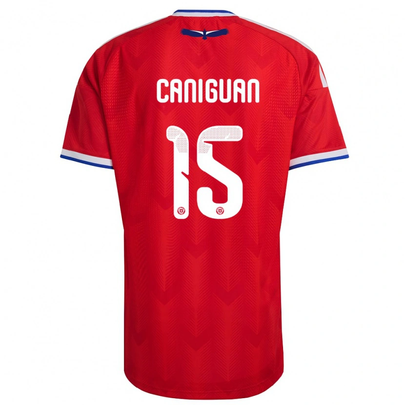 Danxen Hombre Camiseta Chile Franchesca Caniguán #15 Rojo Blanco Azul 1ª Equipación 26-28 La Camisa