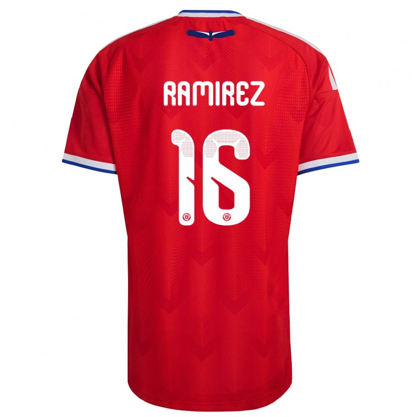 Danxen Hombre Camiseta Chile Vicente Ramírez #16 Rojo Blanco Azul 1ª Equipación 26-28 La Camisa