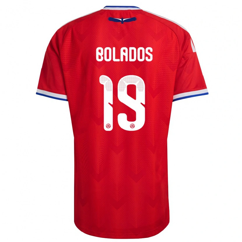 Danxen Hombre Camiseta Chile Marcos Bolados #19 Rojo Blanco Azul 1ª Equipación 26-28 La Camisa