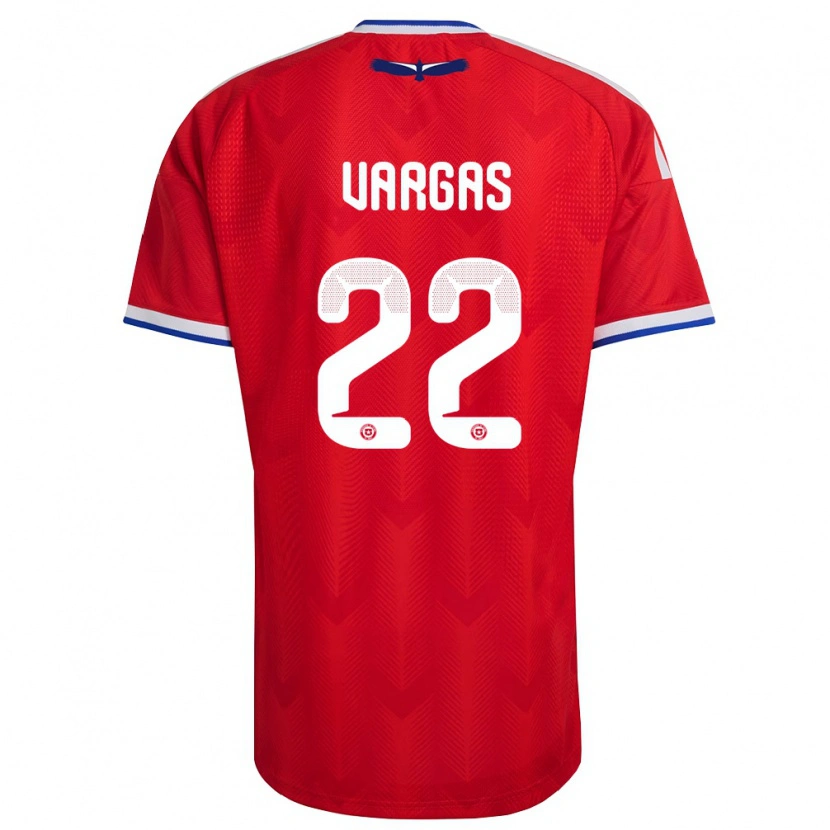 Danxen Hombre Camiseta Chile Diego Vargas #22 Rojo Blanco Azul 1ª Equipación 26-28 La Camisa