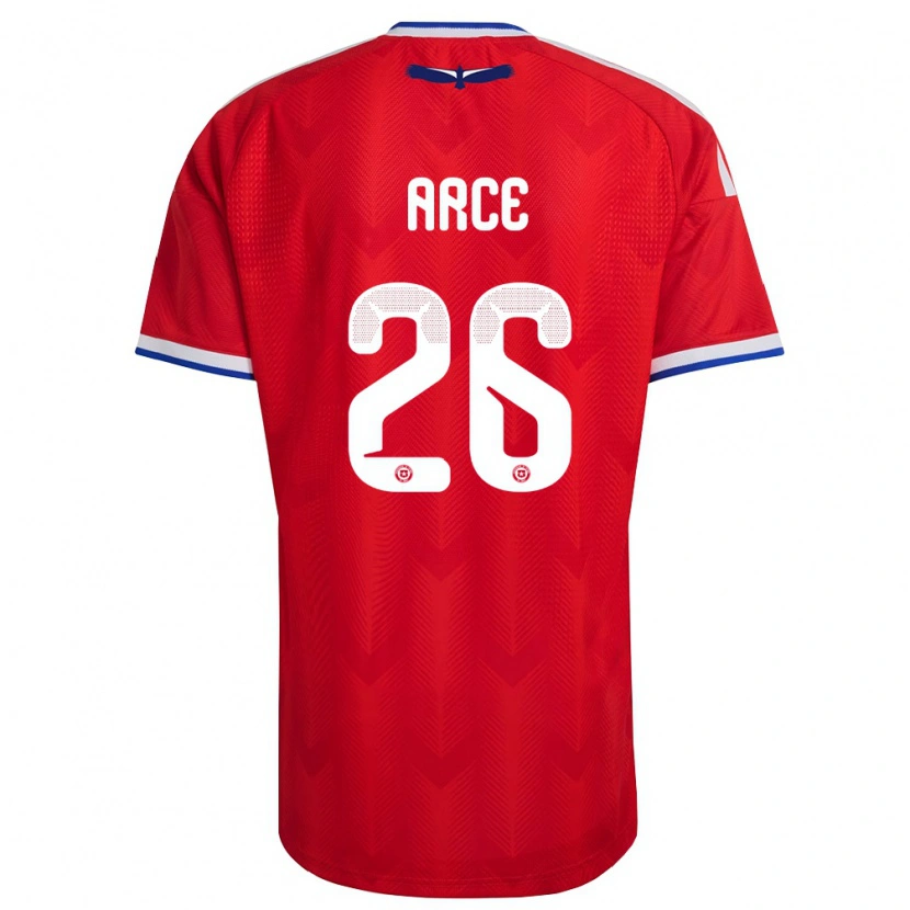 Danxen Hombre Camiseta Chile Agustín Arce #26 Rojo Blanco Azul 1ª Equipación 26-28 La Camisa