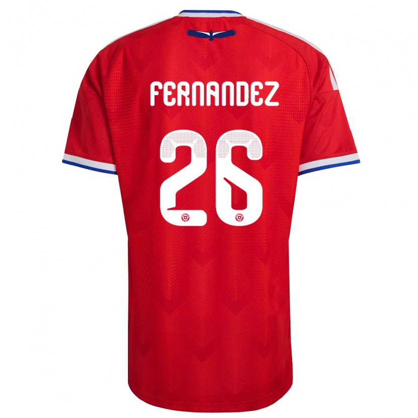 Danxen Hombre Camiseta Chile Nicolás Fernández #26 Rojo Blanco Azul 1ª Equipación 26-28 La Camisa