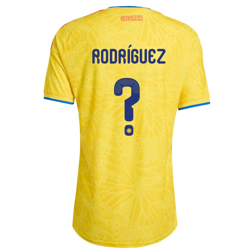 Danxen Hombre Camiseta Colombia Juan Rodríguez #0 Amarillo Azul Rojo 1ª Equipación 26-28 La Camisa