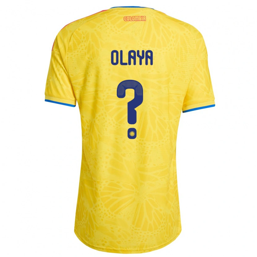 Danxen Hombre Camiseta Colombia Elber Olaya #0 Amarillo Azul Rojo 1ª Equipación 26-28 La Camisa