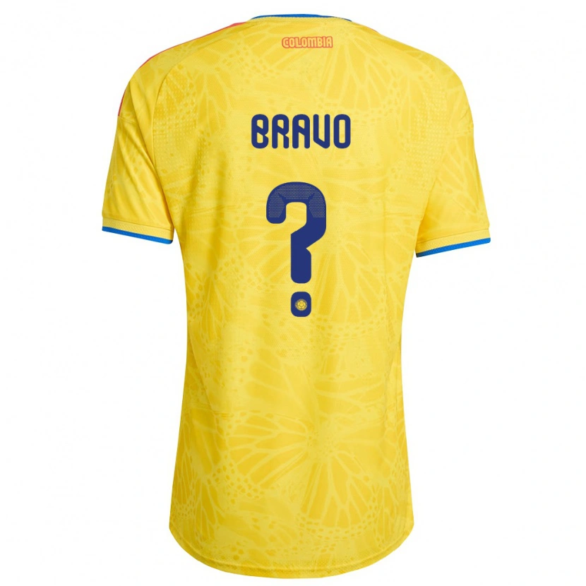Danxen Hombre Camiseta Colombia Pedro Bravo #0 Amarillo Azul Rojo 1ª Equipación 26-28 La Camisa
