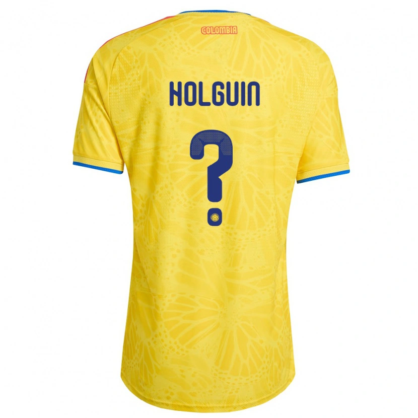 Danxen Hombre Camiseta Colombia Juan Holguín #0 Amarillo Azul Rojo 1ª Equipación 26-28 La Camisa
