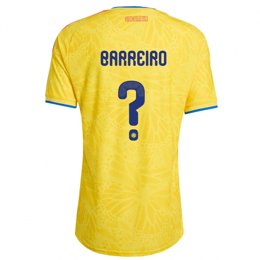 Danxen Hombre Camiseta Colombia Jhon Barreiro #0 Amarillo Azul Rojo 1ª Equipación 26-28 La Camisa