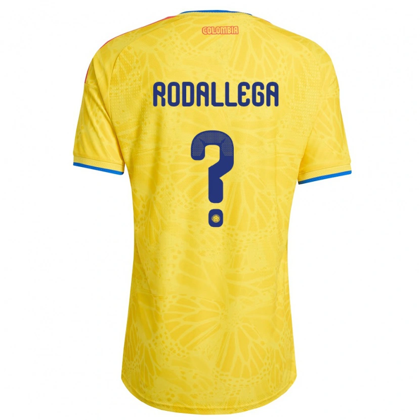 Danxen Hombre Camiseta Colombia Johan Rodallega #0 Amarillo Azul Rojo 1ª Equipación 26-28 La Camisa