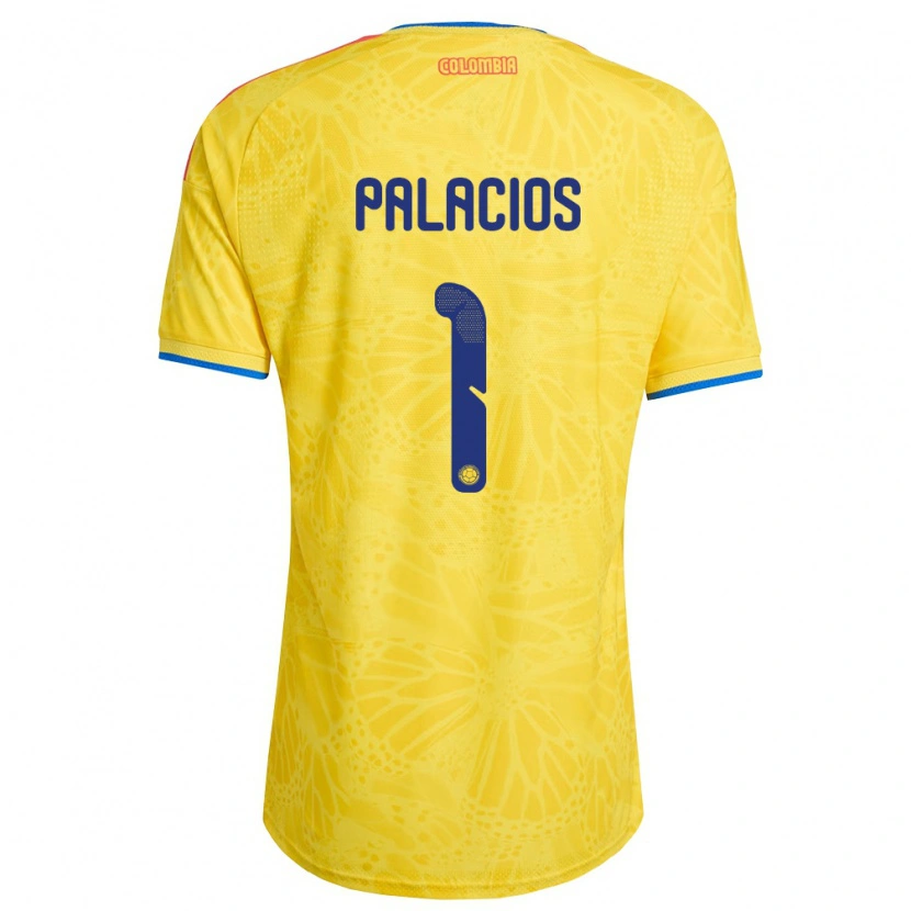 Danxen Hombre Camiseta Colombia Jhonatan Palacios #1 Amarillo Azul Rojo 1ª Equipación 26-28 La Camisa