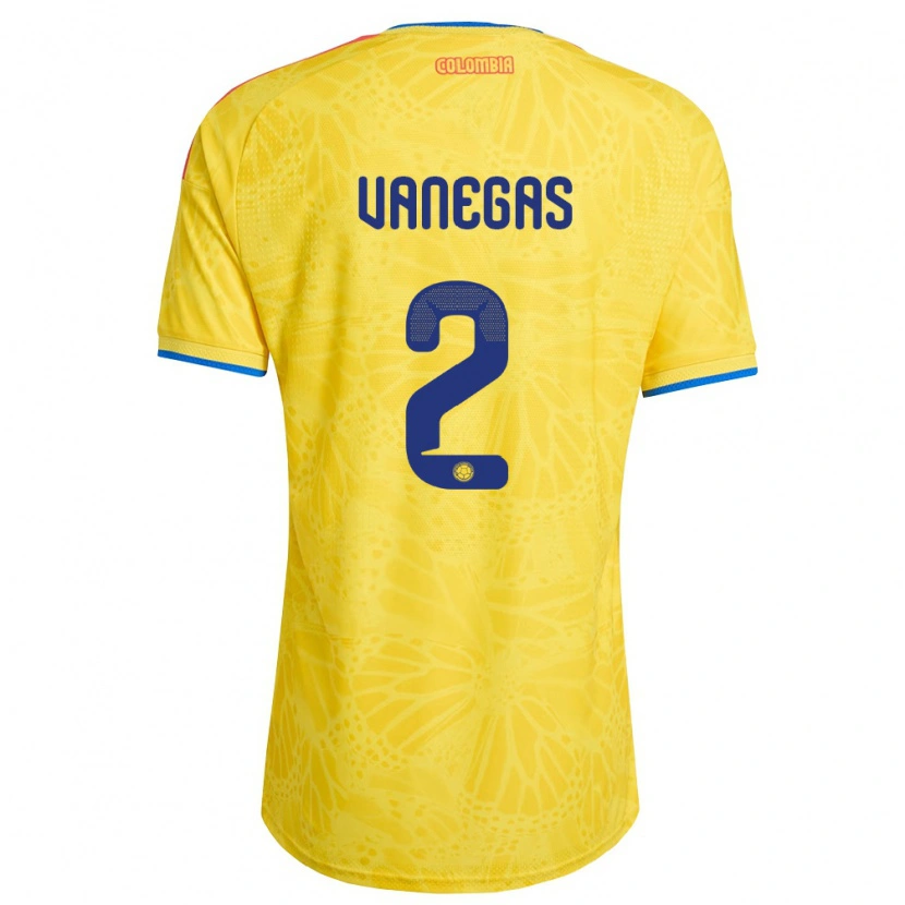 Danxen Hombre Camiseta Colombia Manuela Vanegas #2 Amarillo Azul Rojo 1ª Equipación 26-28 La Camisa