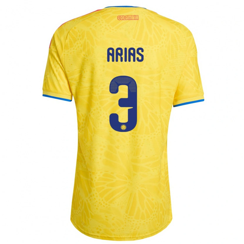 Danxen Hombre Camiseta Colombia Daniela Arias #3 Amarillo Azul Rojo 1ª Equipación 26-28 La Camisa