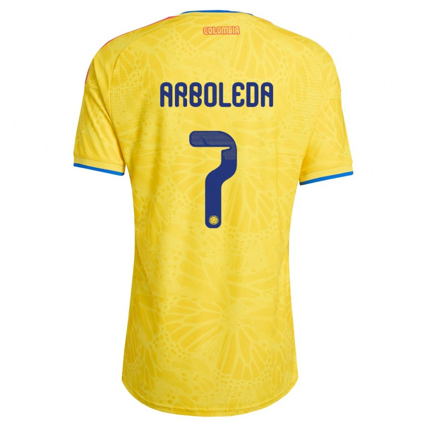 Danxen Hombre Camiseta Colombia Cristian Arboleda #7 Amarillo Azul Rojo 1ª Equipación 26-28 La Camisa