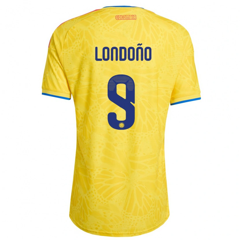 Danxen Hombre Camiseta Colombia Santiago Londoño #9 Amarillo Azul Rojo 1ª Equipación 26-28 La Camisa