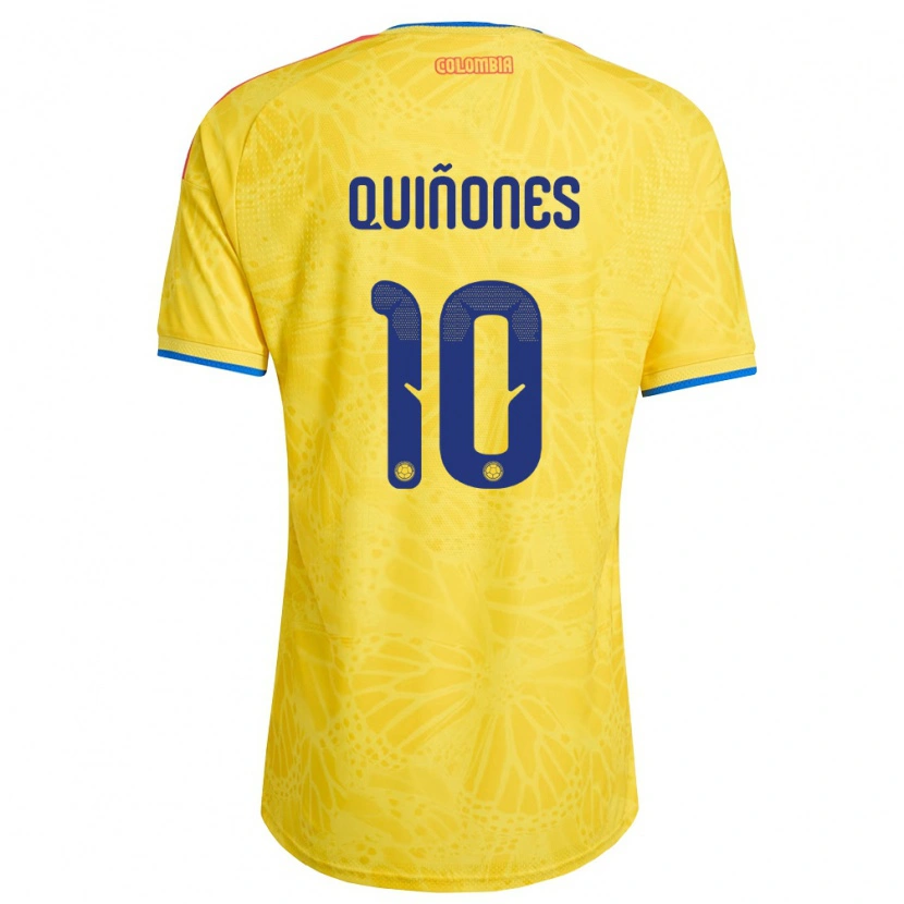 Danxen Hombre Camiseta Colombia Deivi Quiñones #10 Amarillo Azul Rojo 1ª Equipación 26-28 La Camisa