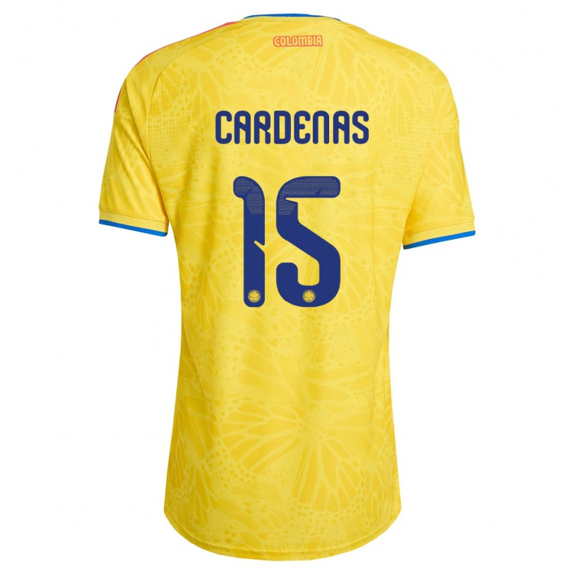 Danxen Hombre Camiseta Colombia Wendy Cárdenas #15 Amarillo Azul Rojo 1ª Equipación 26-28 La Camisa