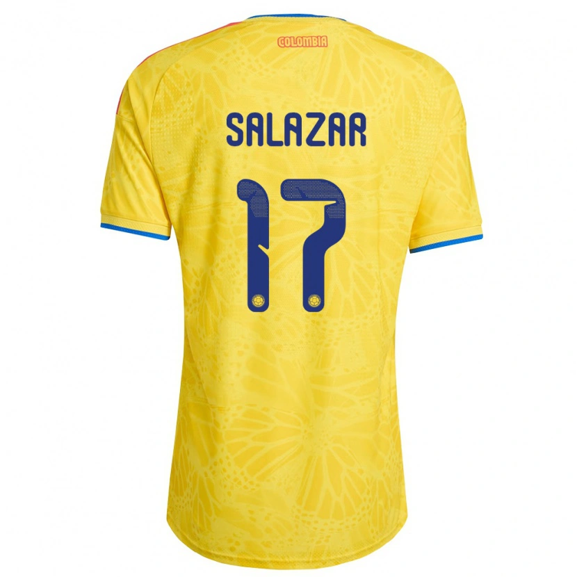 Danxen Hombre Camiseta Colombia Andrés Salazar #17 Amarillo Azul Rojo 1ª Equipación 26-28 La Camisa
