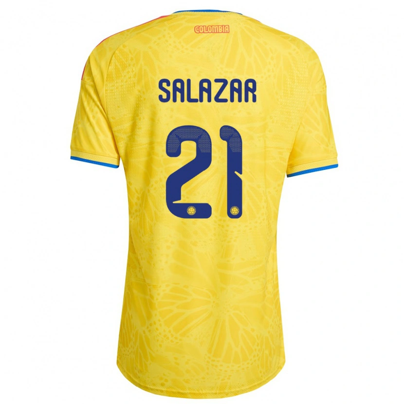 Danxen Hombre Camiseta Colombia Liana Salazar #21 Amarillo Azul Rojo 1ª Equipación 26-28 La Camisa
