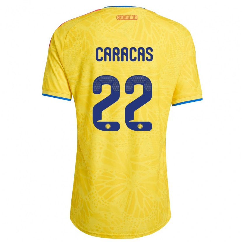 Danxen Hombre Camiseta Colombia Daniela Caracas #22 Amarillo Azul Rojo 1ª Equipación 26-28 La Camisa
