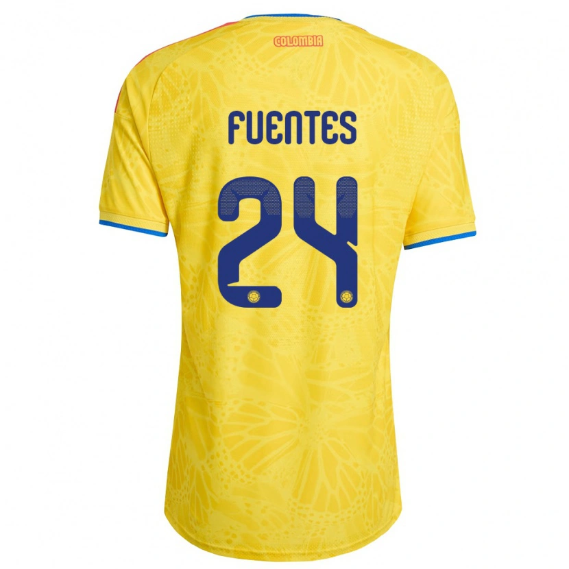 Danxen Hombre Camiseta Colombia Gabriel Fuentes #24 Amarillo Azul Rojo 1ª Equipación 26-28 La Camisa