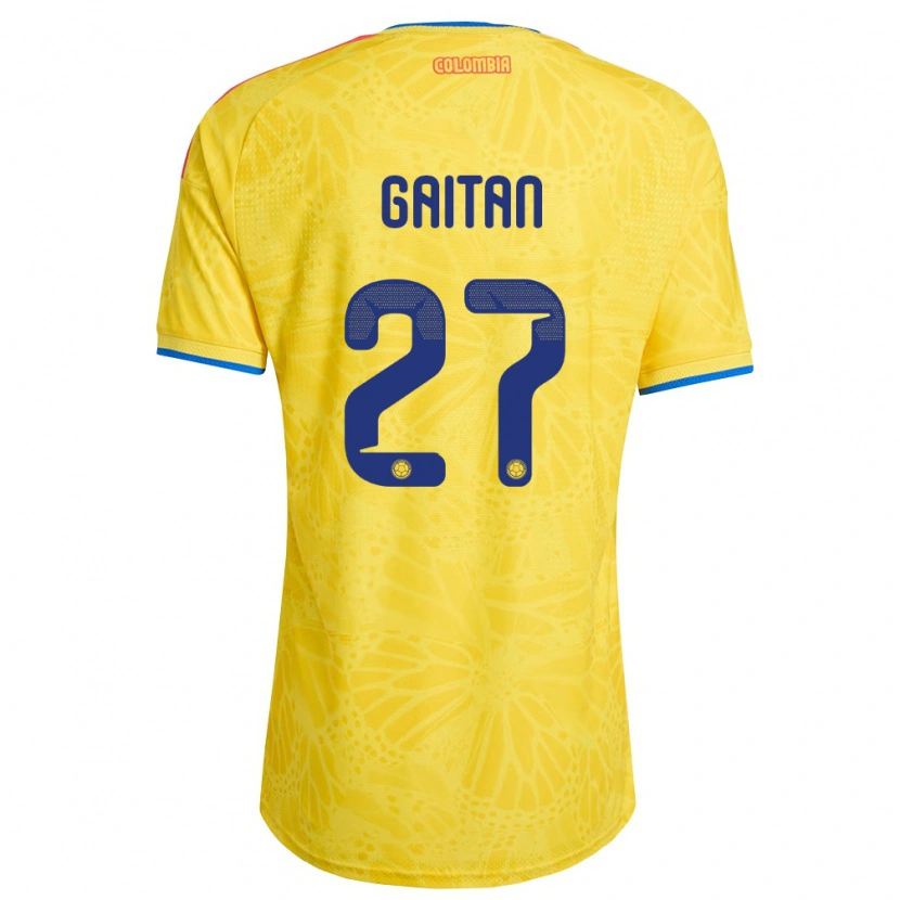 Danxen Hombre Camiseta Colombia Natalia Gaitán #27 Amarillo Azul Rojo 1ª Equipación 26-28 La Camisa