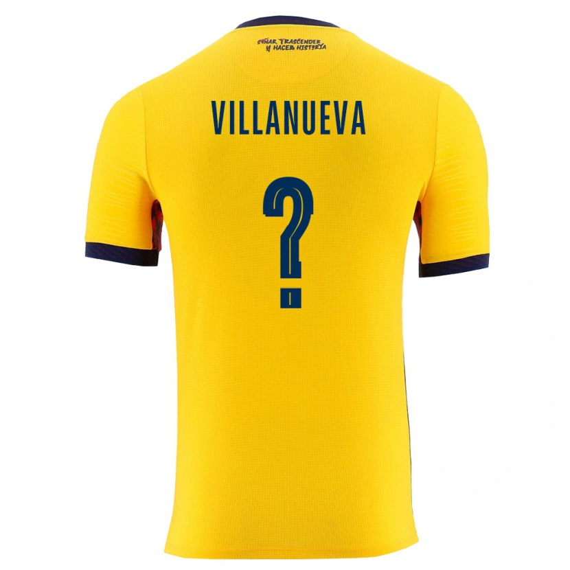 Danxen Hombre Camiseta Ecuador Mateo Villanueva #0 Amarillo Marino 1ª Equipación 26-28 La Camisa