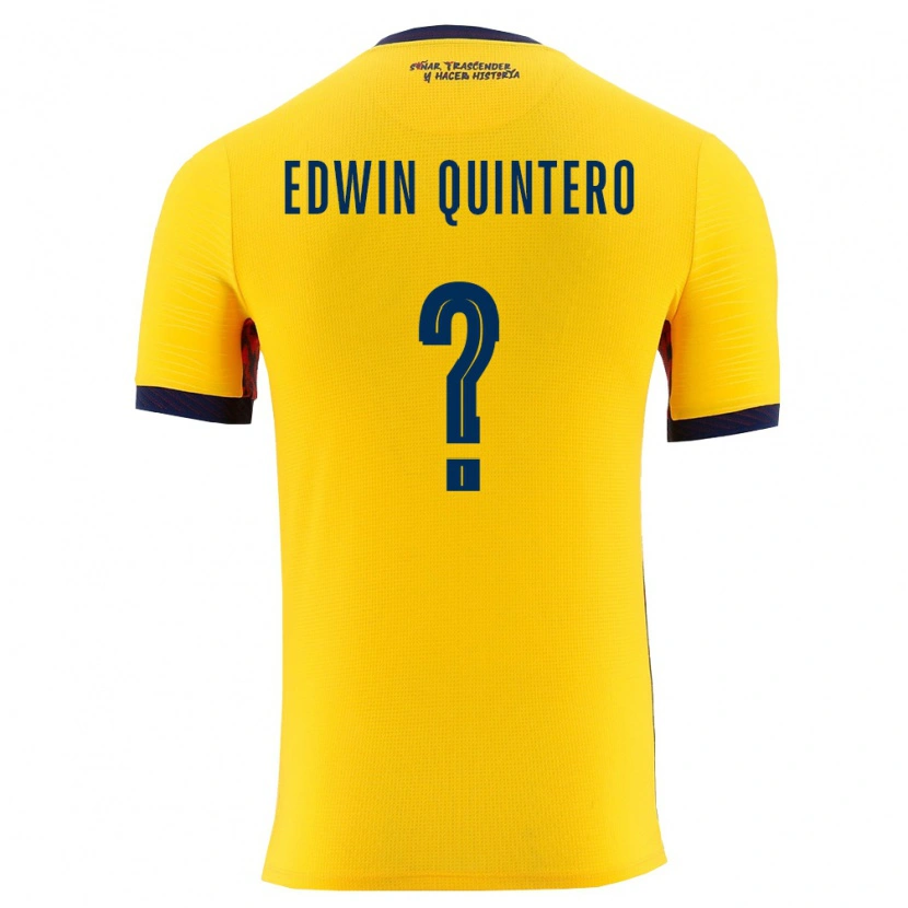 Danxen Hombre Camiseta Ecuador Edwin Quintero #0 Amarillo Marino 1ª Equipación 26-28 La Camisa