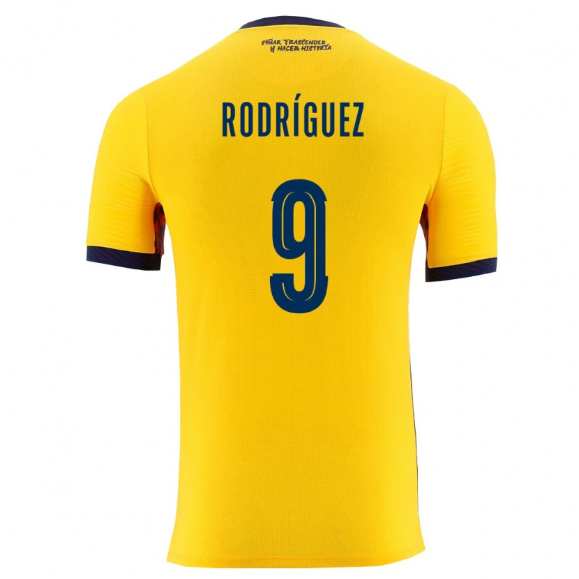 Danxen Hombre Camiseta Ecuador Ingrid Rodriguez #9 Amarillo Marino 1ª Equipación 26-28 La Camisa