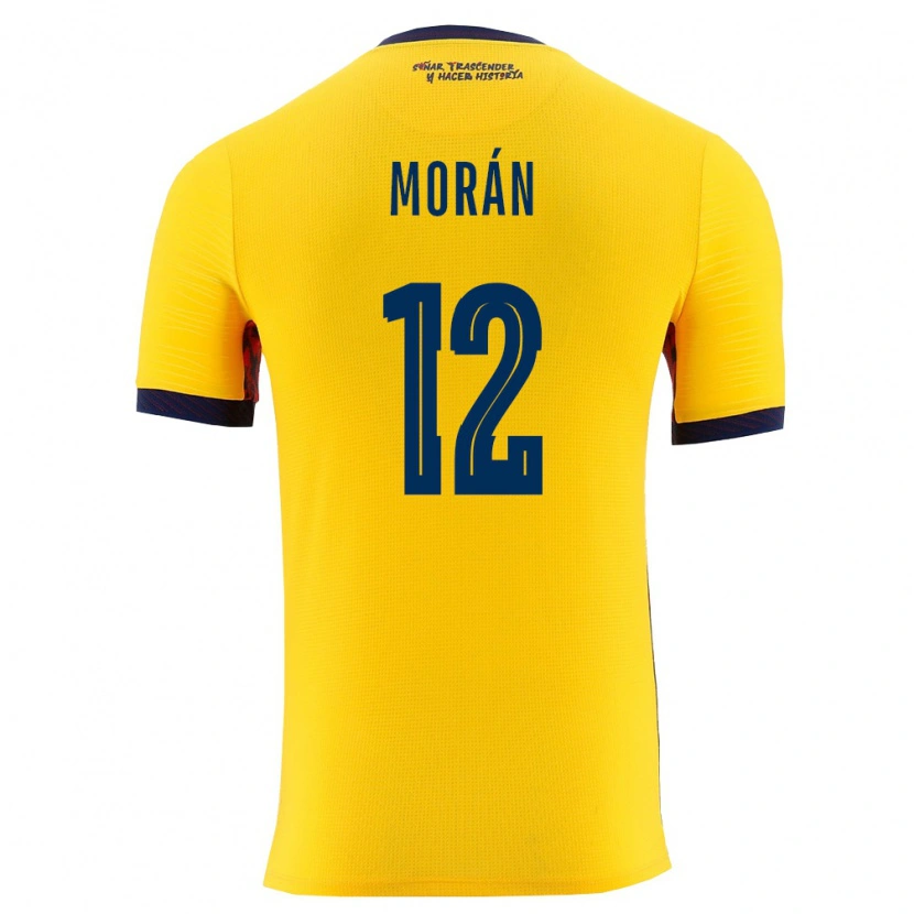 Danxen Hombre Camiseta Ecuador Andrea Moran #12 Amarillo Marino 1ª Equipación 26-28 La Camisa