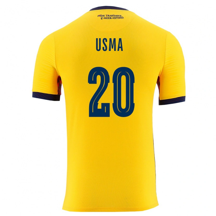 Danxen Hombre Camiseta Ecuador Juan Usma #20 Amarillo Marino 1ª Equipación 26-28 La Camisa