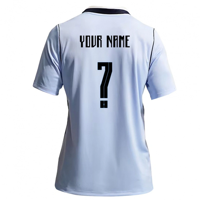 Danxen Hombre Camiseta Uruguay Su Nombre #0 Azul Cielo Blanco 1ª Equipación 26-28 La Camisa