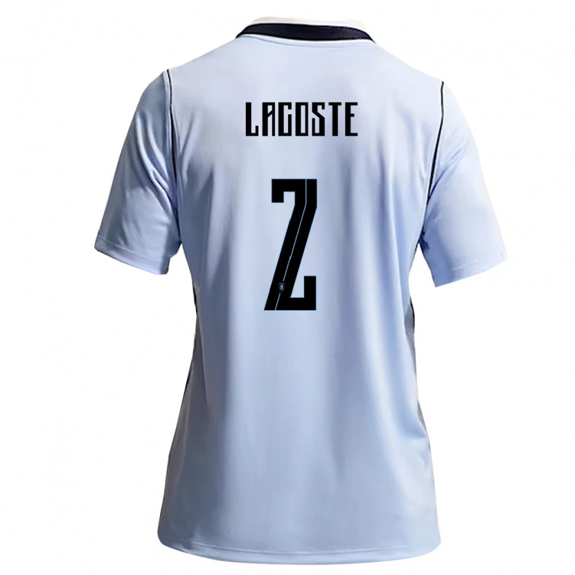 Danxen Hombre Camiseta Uruguay Stephanie Lacoste #2 Azul Cielo Blanco 1ª Equipación 26-28 La Camisa