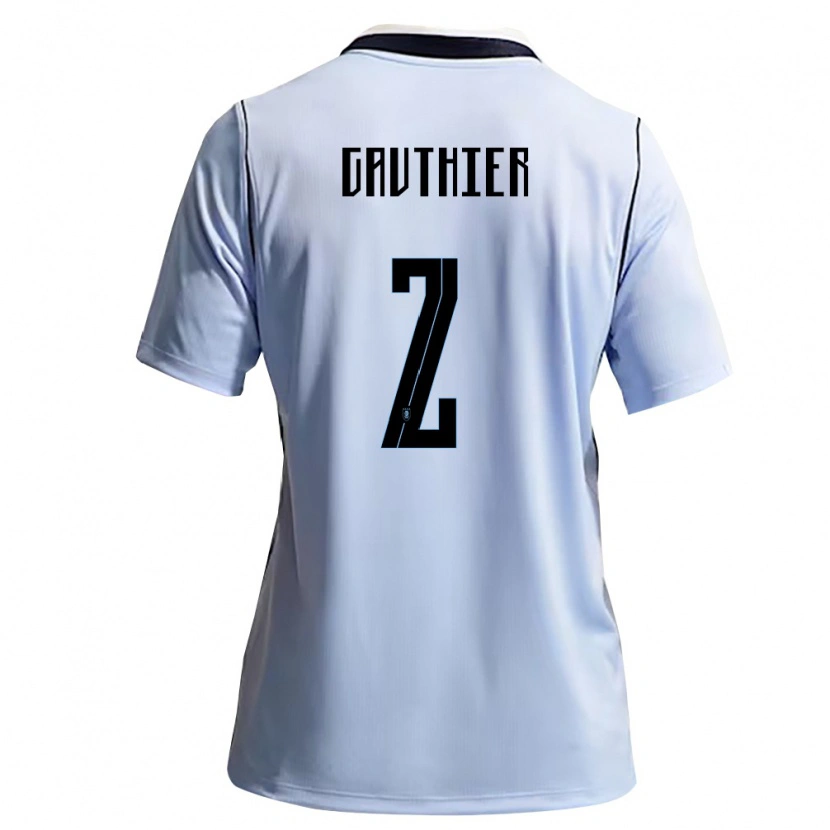 Danxen Hombre Camiseta Uruguay Valentin Gauthier #2 Azul Cielo Blanco 1ª Equipación 26-28 La Camisa
