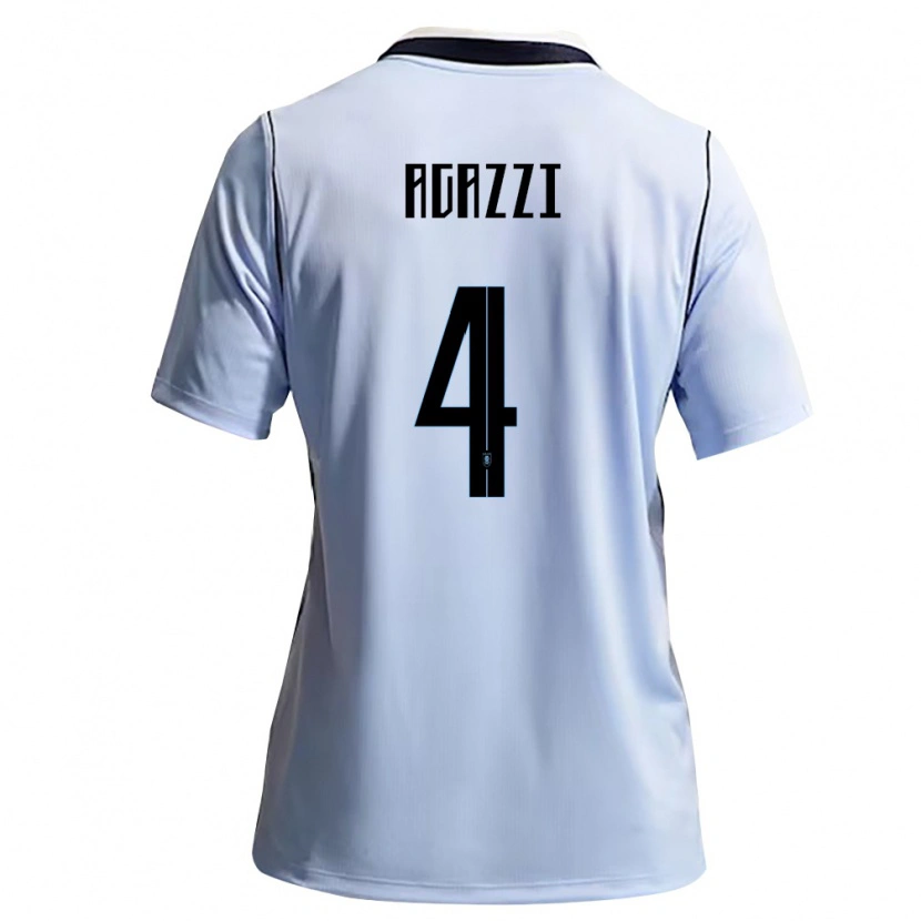 Danxen Hombre Camiseta Uruguay Lucas Agazzi #4 Azul Cielo Blanco 1ª Equipación 26-28 La Camisa