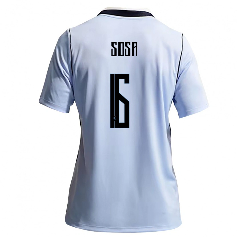 Danxen Hombre Camiseta Uruguay Santiago Sosa #6 Azul Cielo Blanco 1ª Equipación 26-28 La Camisa