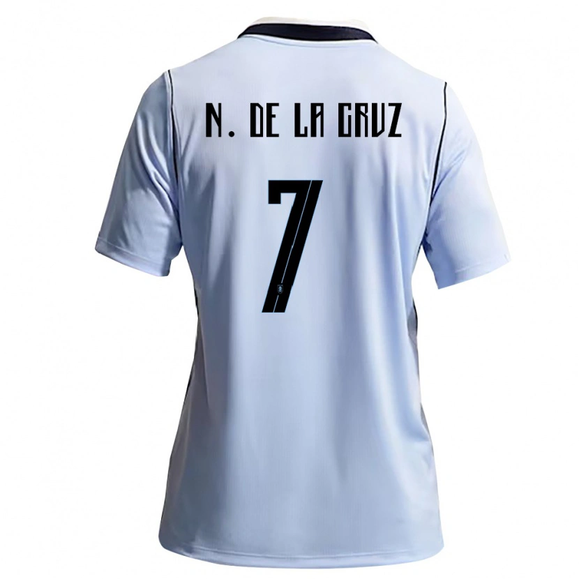 Danxen Hombre Camiseta Uruguay Nicolás De La Cruz #7 Azul Cielo Blanco 1ª Equipación 26-28 La Camisa