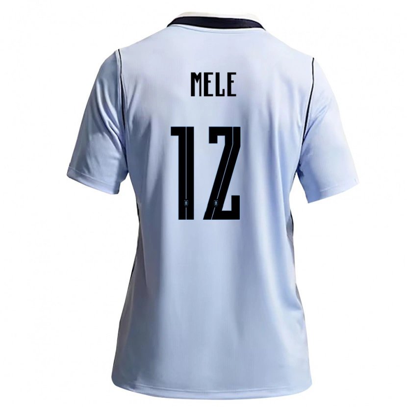 Danxen Hombre Camiseta Uruguay Santiago Mele #12 Azul Cielo Blanco 1ª Equipación 26-28 La Camisa