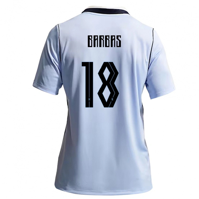 Danxen Hombre Camiseta Uruguay Germán Barbas #18 Azul Cielo Blanco 1ª Equipación 26-28 La Camisa