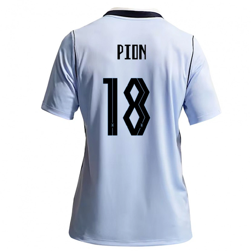 Danxen Hombre Camiseta Uruguay Mariana Pion #18 Azul Cielo Blanco 1ª Equipación 26-28 La Camisa