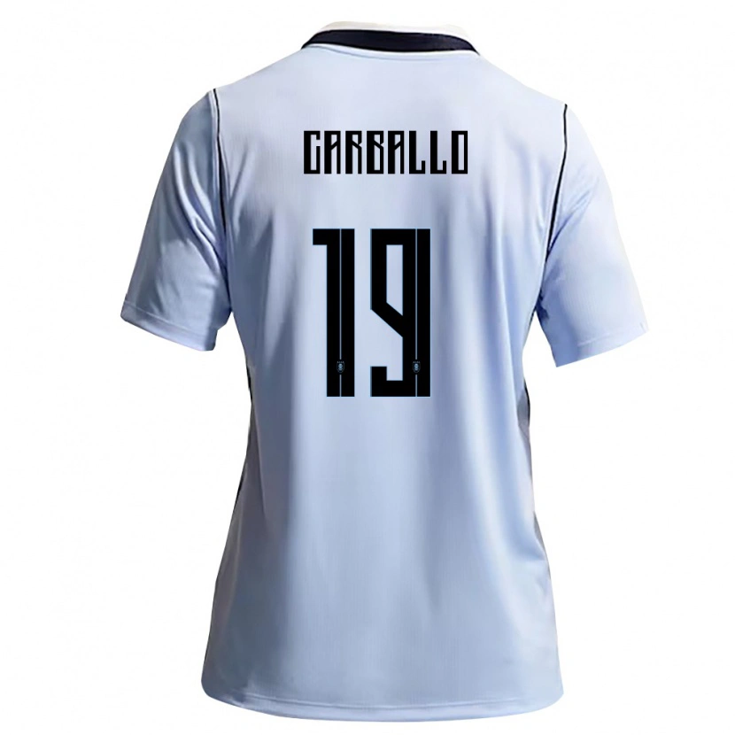Danxen Hombre Camiseta Uruguay Wendy Carballo #19 Azul Cielo Blanco 1ª Equipación 26-28 La Camisa