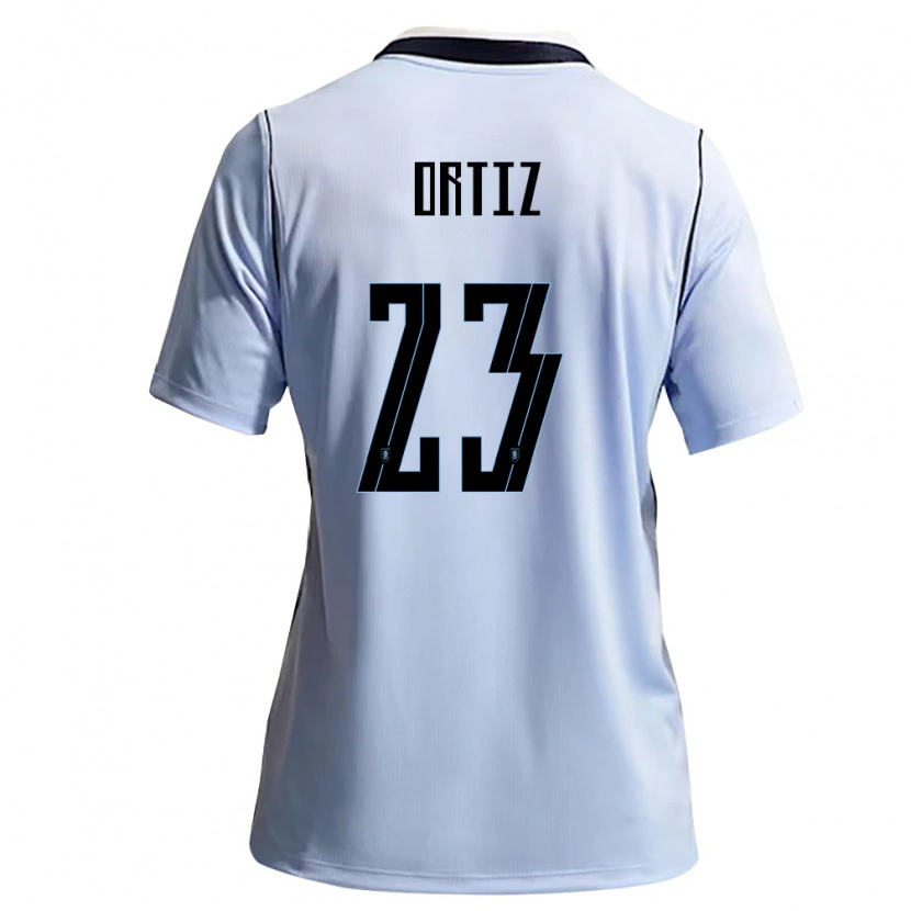 Danxen Hombre Camiseta Uruguay Felipe Ortiz #23 Azul Cielo Blanco 1ª Equipación 26-28 La Camisa