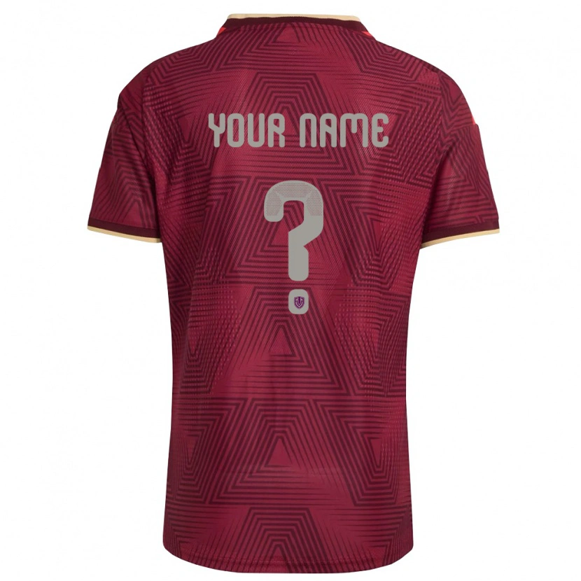 Danxen Hombre Camiseta Venezuela Su Nombre #0 Borgoña Oro Amarillo 1ª Equipación 26-28 La Camisa
