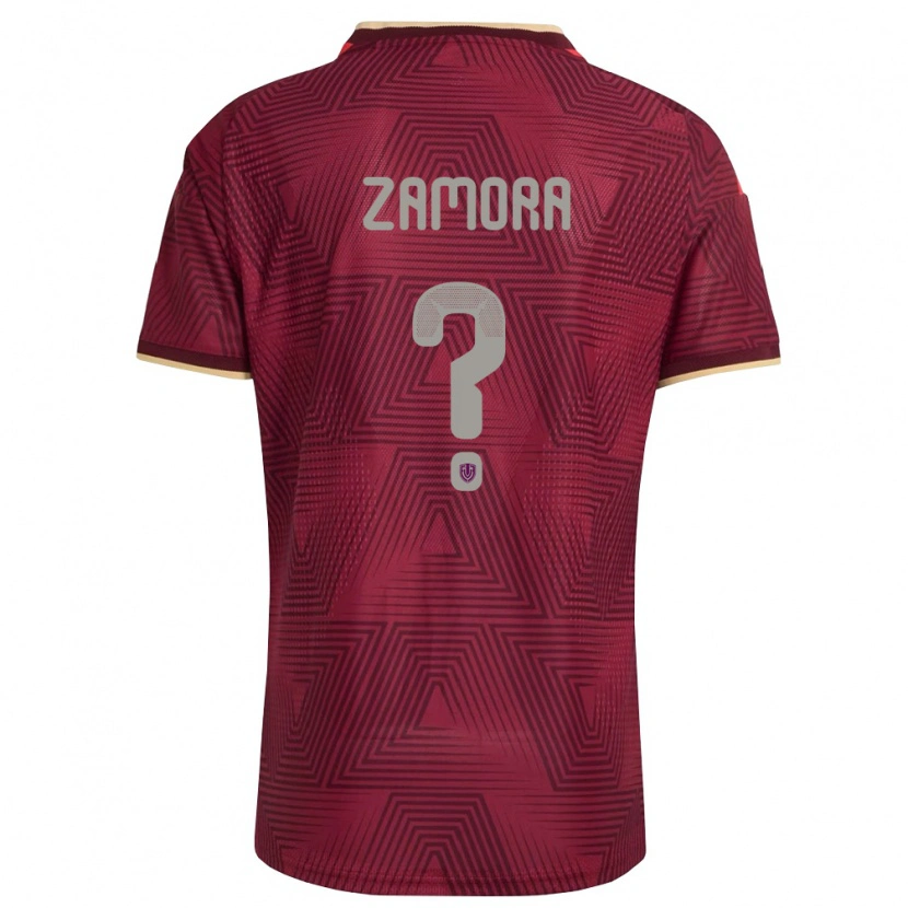 Danxen Hombre Camiseta Venezuela Aquiles Zamora #0 Borgoña Oro Amarillo 1ª Equipación 26-28 La Camisa