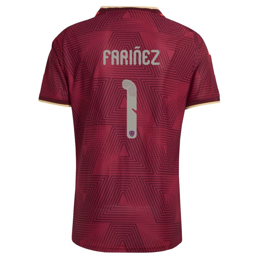 Danxen Hombre Camiseta Venezuela Wuilker Fariñez #1 Borgoña Oro Amarillo 1ª Equipación 26-28 La Camisa