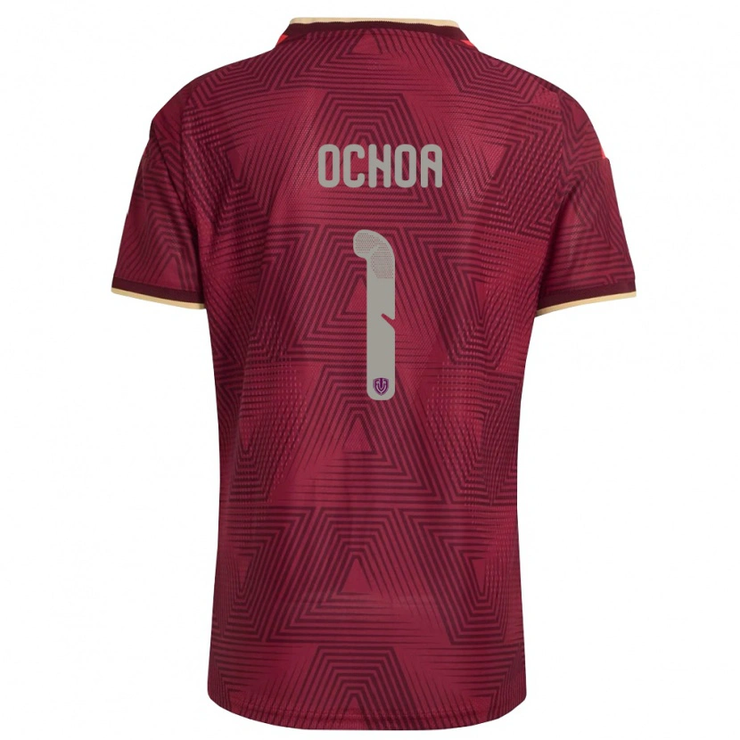 Danxen Hombre Camiseta Venezuela Diego Ochoa #1 Borgoña Oro Amarillo 1ª Equipación 26-28 La Camisa