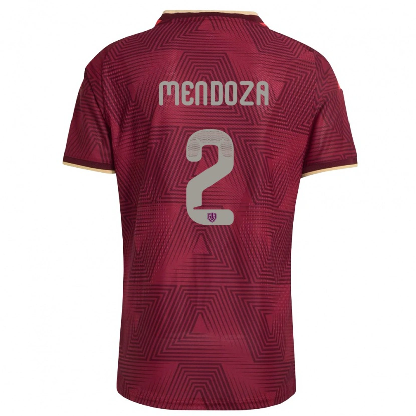 Danxen Hombre Camiseta Venezuela Rafanny Mendoza #2 Borgoña Oro Amarillo 1ª Equipación 26-28 La Camisa