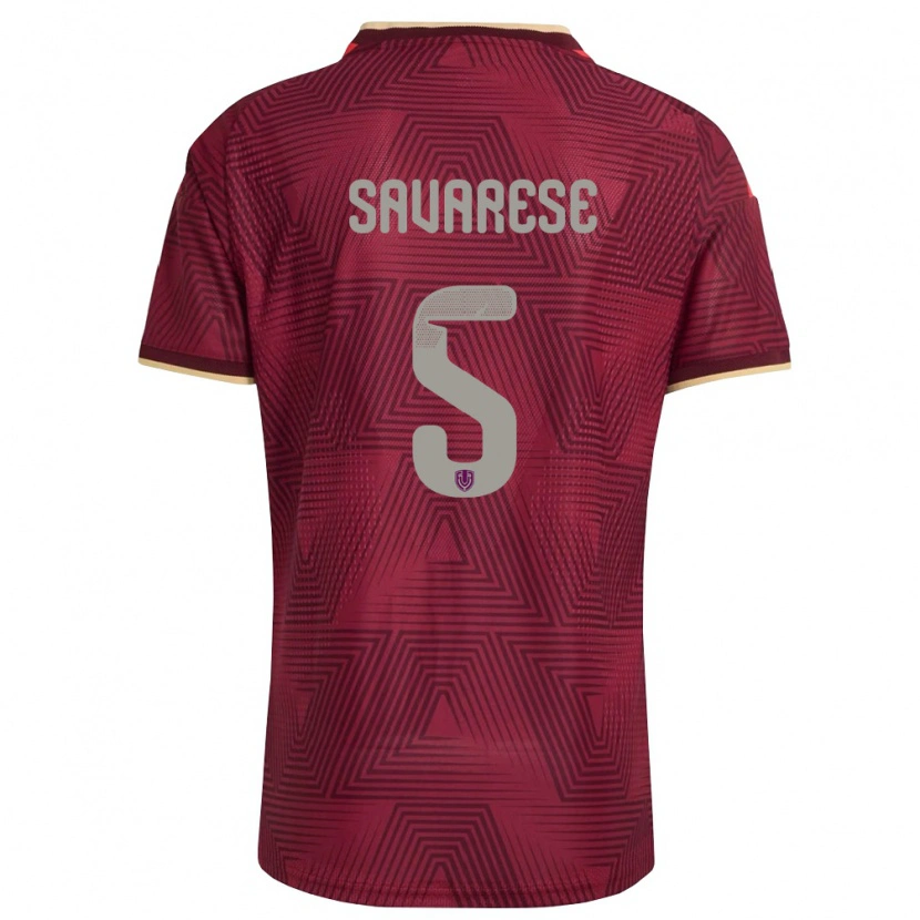Danxen Hombre Camiseta Venezuela Christian Savarese #5 Borgoña Oro Amarillo 1ª Equipación 26-28 La Camisa