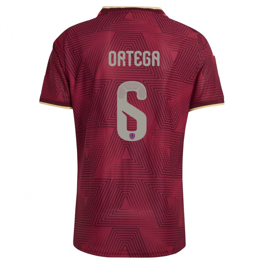 Danxen Hombre Camiseta Venezuela Bryant Ortega #6 Borgoña Oro Amarillo 1ª Equipación 26-28 La Camisa