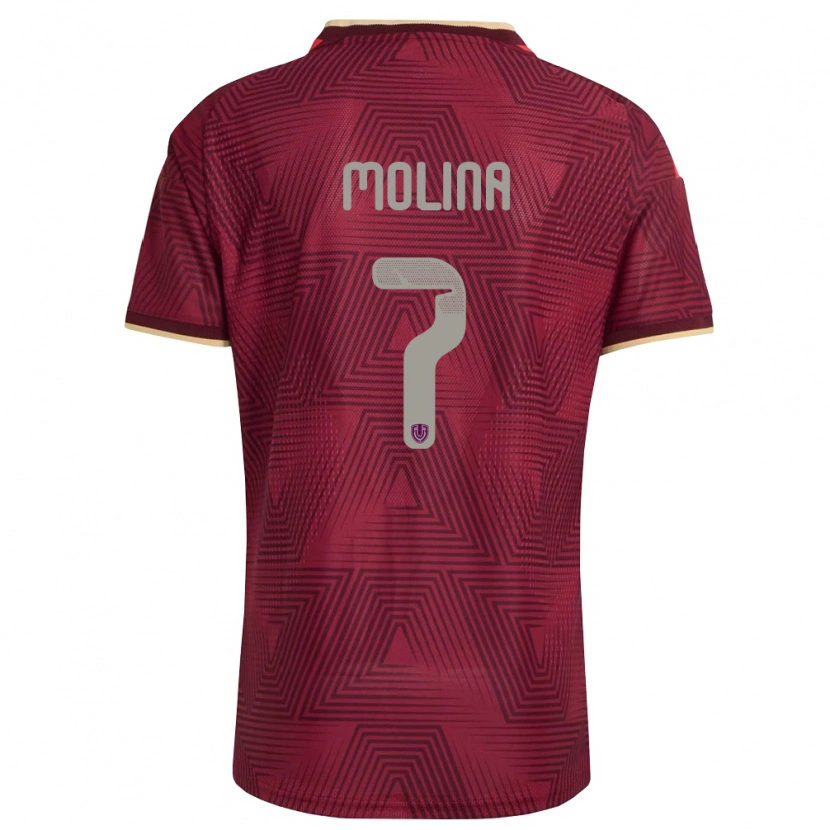 Danxen Hombre Camiseta Venezuela Gregory Molina #7 Borgoña Oro Amarillo 1ª Equipación 26-28 La Camisa